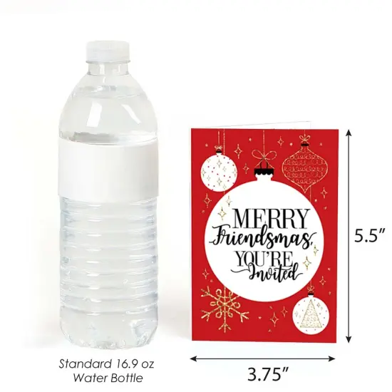 Big Dot of Happiness Red and Gold Friendsmas - Fill-in Friends Christmas Party Invitations (8 Count) {4}