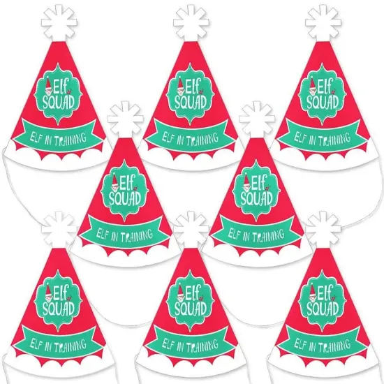 Big Dot of Happiness Elf Squad - Mini Cone Kids Elf Christmas and Birthday Party Hats - Small Little Party Hats - Set of 8 {1}