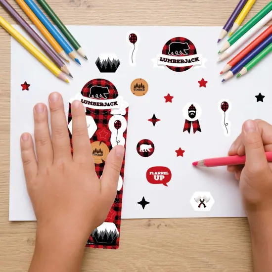 Big Dot of Happiness Lumberjack - Channel The Flannel - Buffalo Plaid Birthday Party Favor Kids Stickers - 16 Sheets - 256 Stickers {7}