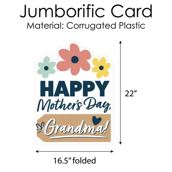 Big Dot of Happiness Grandma, Happy Mother's Day - We Love Grandmother Giant Greeting Card - Big Shaped Jumborific Card - 16.5 x 22 inches {6}