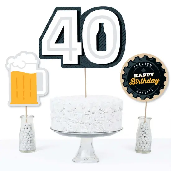 Big Dot of Happiness Cheers and Beers to 40 Years - 40th Birthday Party Centerpiece Sticks - Table Toppers - Set of 15 {4}
