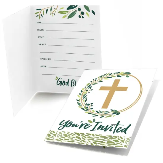 Big Dot of Happiness Elegant Cross - Fill In Religious Party Invitations (8 count) {1}