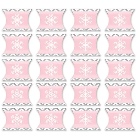 Big Dot of Happiness Pink Winter Wonderland - Favor Gift Boxes - Holiday Snowflake Birthday Party and Baby Shower Petite Pillow Boxes - Set of 20 {6}
