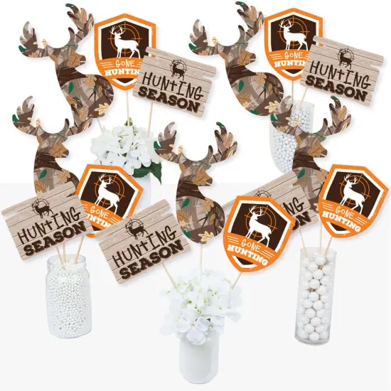 Big Dot of Happiness Gone Hunting - Deer Hunting Camo Baby Shower or Birthday Party Centerpiece Sticks - Table Toppers - Set of 15 {3}