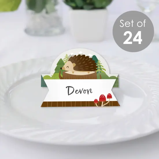Big Dot of Happiness Forest Hedgehogs - Woodland Birthday Party or Baby Shower Tent Buffet Card - Table Setting Name Place Cards - Set of 24 {3}