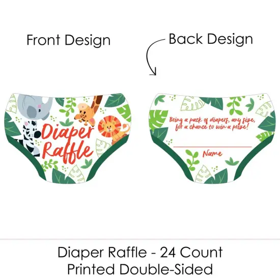 Big Dot of Happiness Jungle Party Animals - Diaper Shaped Raffle Ticket Inserts - Safari Zoo Animal Baby Shower Diaper Raffle Game - Set of 24 {3}
