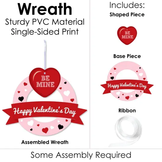 Big Dot of Happiness Conversation Hearts - Outdoor Valentine's Day Party Decor - Front Door Wreath {4}