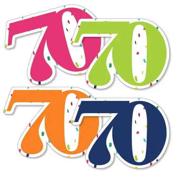 Big Dot of Happiness 70th Birthday - Cheerful Happy Birthday - Seventy Shaped Decorations DIY Seventieth Birthday Party Essentials - Set of 20 {3}