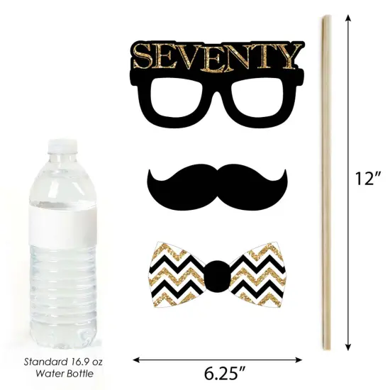 Big Dot of Happiness Adult 70th Birthday - Gold - Birthday Party Photo Booth Props Kit - 20 Count {6}