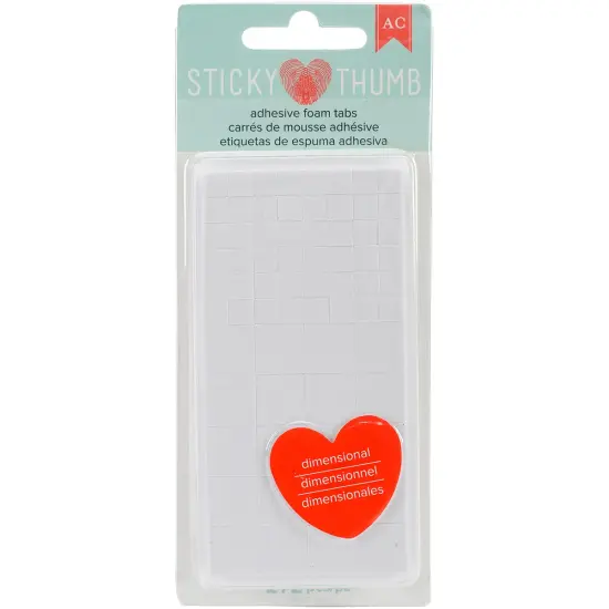 Sticky Thumb Dimensional Adhesive Foam 272/Pkg-White Tabs, Assorted Sizes {1}