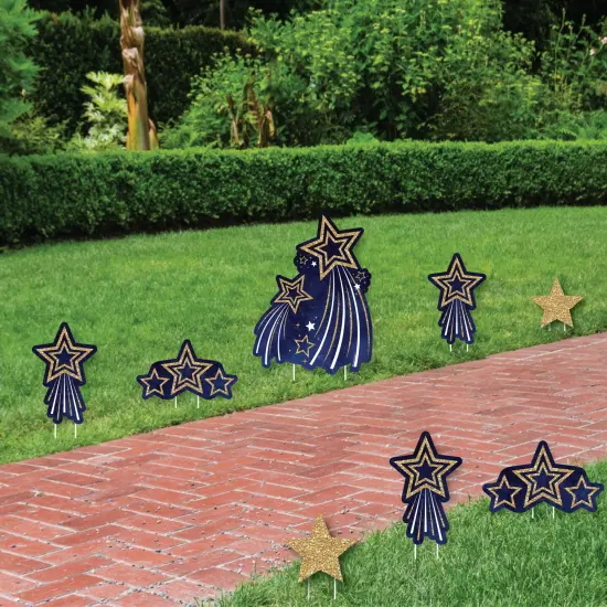 Big Dot of Happiness Starry Skies - Yard Sign and Outdoor Lawn Decorations - Gold Celestial Party Yard Signs - Set of 8 {3}