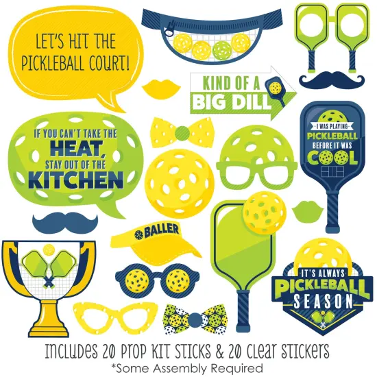 Big Dot of Happiness Let&rsquo;s Rally - Pickleball - Birthday or Retirement Party Photo Booth Props Kit - 20 Count {3}