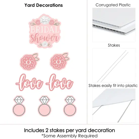 Big Dot of Happiness Floral Bridal Shower - Yard Sign and Outdoor Lawn Decorations - Pink Bridal Shower Yard Signs - Set of 8 {6}