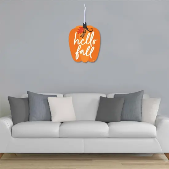 Big Dot of Happiness Fall Pumpkin - Hanging Porch Halloween or Thanksgiving Party Outdoor Decorations - Front Door Decor - 1 Piece Sign {4}