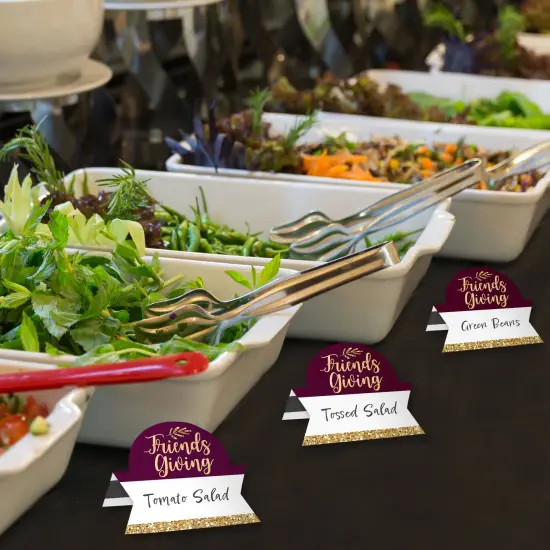 Big Dot of Happiness Elegant Thankful for Friends - Friendsgiving Thanksgiving Party Tent Buffet Card - Table Setting Name Place Cards - Set of 24 {4}