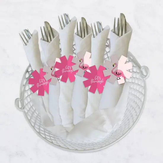 Big Dot of Happiness Pink Flamingo - Party Like a Pineapple - Tropical Summer Party Paper Napkin Holder - Napkin Rings - Set of 24 {4}