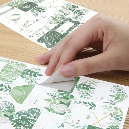 Big Dot of Happiness Boho Botanical - Assorted Greenery Party Gift Tag Labels - To and From Stickers - 12 Sheets - 120 Stickers {6}