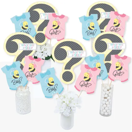 Big Dot of Happiness What Will It Bee - Gender Reveal Centerpiece Sticks - Table Toppers - Set of 15 {3}