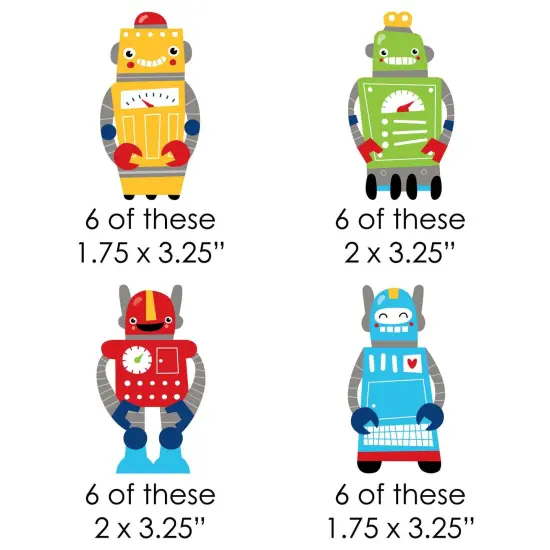 Big Dot of Happiness Gear Up Robots - DIY Shaped Birthday Party or Baby Shower Cut-Outs - 24 Count {3}