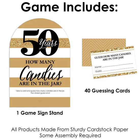Big Dot of Happiness We Still Do - 50th Wedding Anniversary - How Many Candies Anniversary Party Game - 1 Stand and 40 Cards - Candy Guessing Game {4}