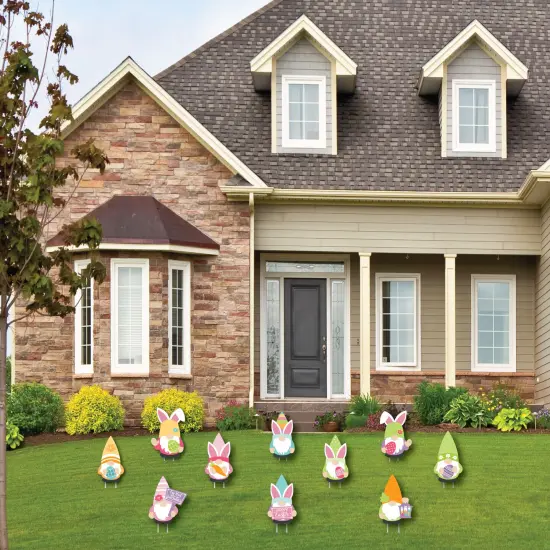 Big Dot of Happiness Easter Gnomes - Lawn Decorations - Outdoor Spring Bunny Party Yard Decorations - 10 Piece {3}