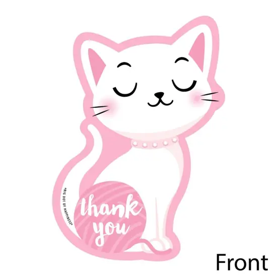 Big Dot of Happiness Purr-fect Kitty Cat - Shaped Thank You Cards - Kitten Baby Shower Birthday Party Thank You Note Cards with Envelopes - Set of 12 {4}