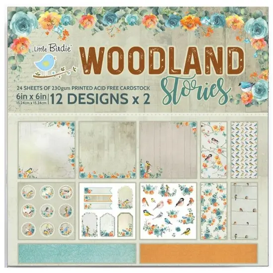 Little Birdie Woodland Stories Cardstock Pack 6"X6" 24/Pkg-Woodland Stories {1}