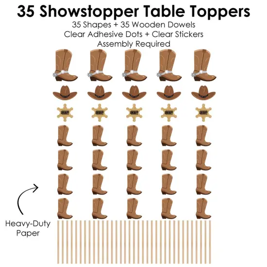 Big Dot of Happiness Western Hoedown - Wild West Cowboy Party Centerpiece Sticks - Showstopper Table Toppers - 35 Pieces {7}