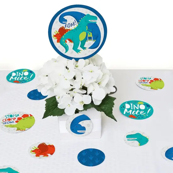 Big Dot of Happiness Roar Dinosaur - Dino Mite T-Rex Baby Shower or Birthday Party Giant Circle Confetti - Party Decorations - Large Confetti 27 Count {7}