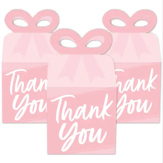Big Dot of Happiness Pink Elegantly Simple - Square Favor Gift Boxes - Guest Party Favors Bow Boxes - Set of 12 {3}