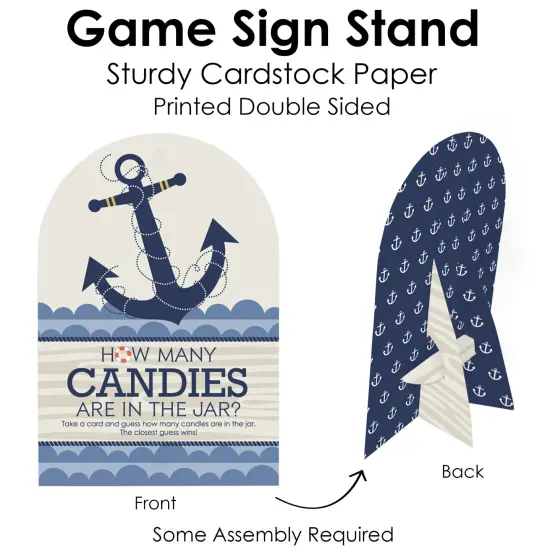 Big Dot of Happiness Ahoy - Nautical - How Many Candies Baby Shower or Birthday Party Game - 1 Stand and 40 Cards - Candy Guessing Game {6}