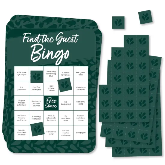 Big Dot of Happiness Emerald Elegantly Simple - Find the Guest Bingo Cards and Markers - Wedding & Bridal Shower Bingo GameSet of 18 {1}