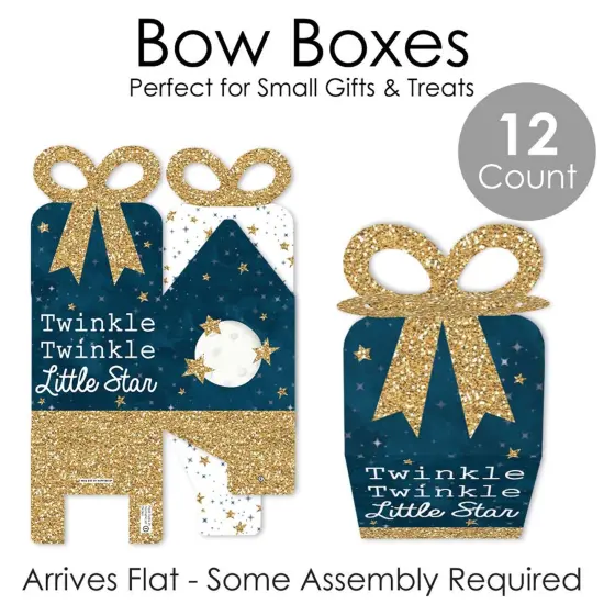 Big Dot of Happiness Twinkle Twinkle Little Star - Square Favor Gift Boxes - Baby Shower or Birthday Party Bow Boxes - Set of 12 {7}