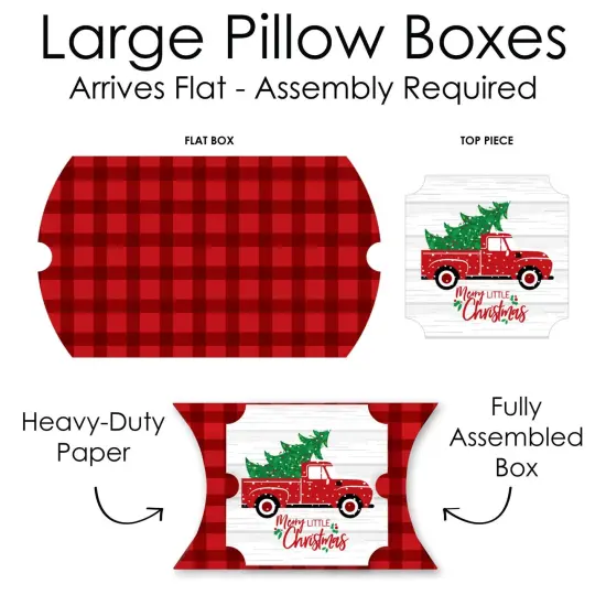 Big Dot of Happiness Merry Little Christmas Tree - Favor Gift Boxes - Red Truck Christmas Party Large Pillow Boxes - Set of 12 {7}