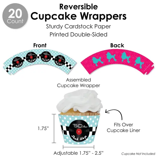 Big Dot of Happiness 50&rsquo;s Sock Hop - 1950s Rock N Roll Party Favors and Cupcake Kit - Fabulous Favor Party Pack - 100 Pieces {6}