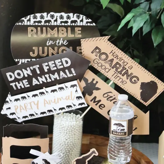 Big Dot of Happiness Funny Wild Safari - African Jungle Adventure Birthday Party or Baby Shower Photo Booth Props Kit - 10 Piece {7}