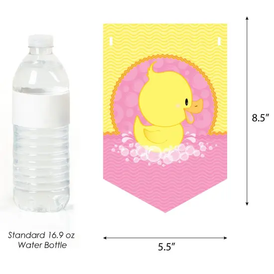 Big Dot of Happiness Pink Ducky Duck - Girl Birthday Party Bunting Banner - Pink Party Decorations - Happy Birthday {3}