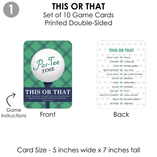 Big Dot of Happiness Par-Tee Time - Golf - 4 Birthday or Retirement Party Games - 10 Cards Each - Gamerific Bundle {6}