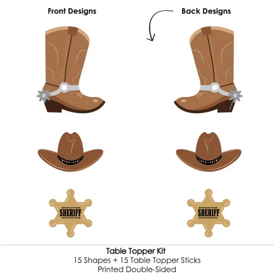 Big Dot of Happiness Western Hoedown - Wild West Cowboy Party Centerpiece Sticks - Table Toppers - Set of 15 {6}