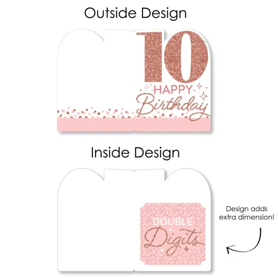 Big Dot of Happiness 10th Pink Rose Gold Birthday - Happy Birthday Giant Greeting Card - Big Shaped Jumborific Card - 16.5 x 22 inches {7}