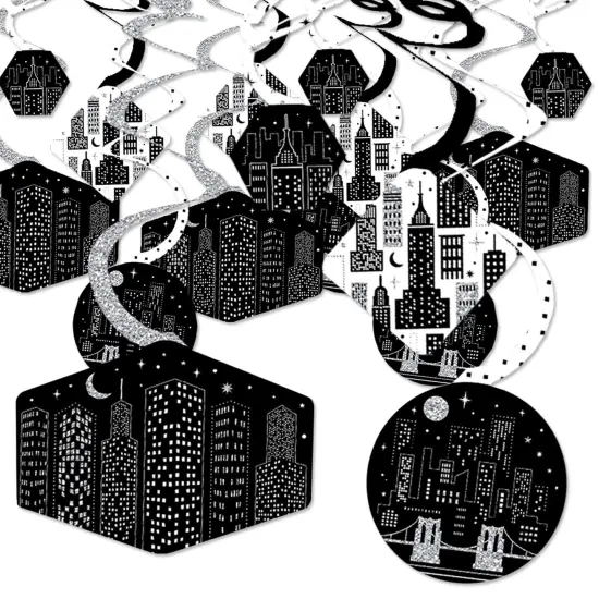 Big Dot of Happiness Nighttime City Skyline - New York Party Hanging Decor - Party Decoration Swirls - Set of 40 {1}