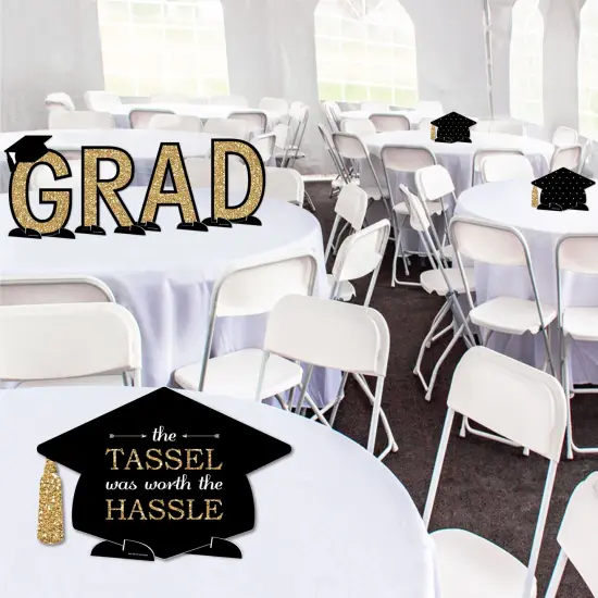 Big Dot of Happiness Gold Graduation Party Centerpiece Table Decorations - Tabletop Standups - 7 Pieces {4}