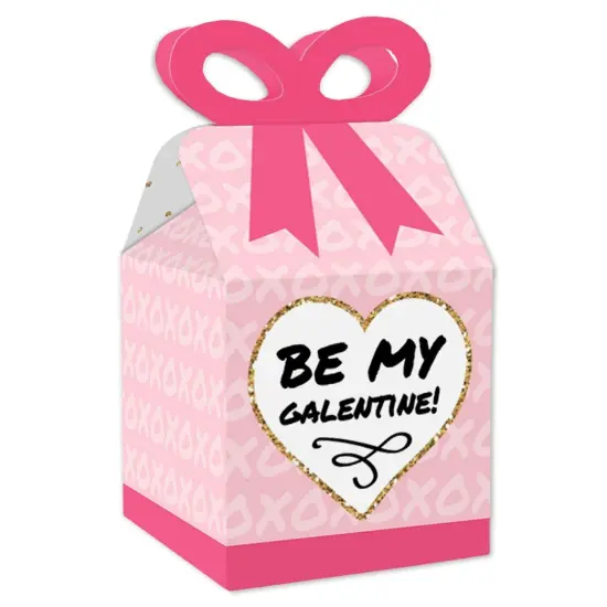Big Dot of Happiness Be My Galentine - Square Favor Gift Boxes - Galentine's & Valentine's Day Party Bow Boxes - Set of 12 {1}