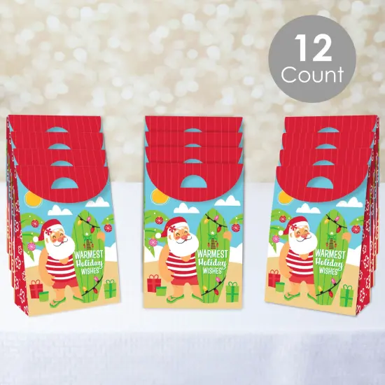 Big Dot of Happiness Tropical Christmas - Beach Santa Holiday Gift Favor Bags - Party Goodie Boxes - Set of 12 {3}