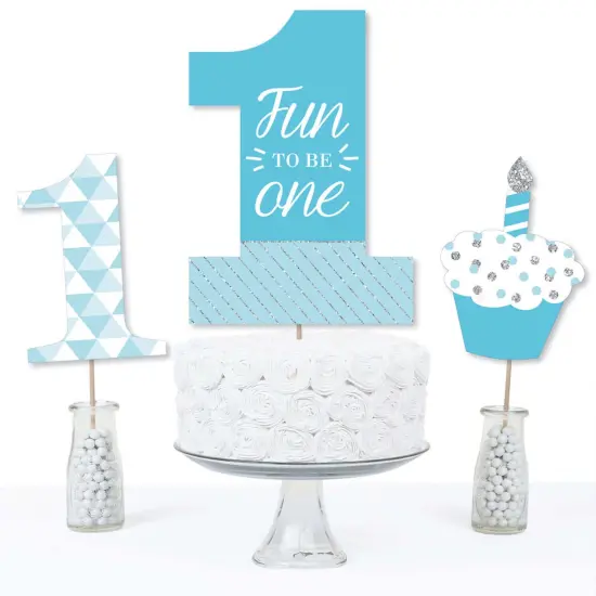 Big Dot of Happiness 1st Birthday Boy - Fun to be One - First Birthday Party Centerpiece Sticks - Table Toppers - Set of 15 {4}