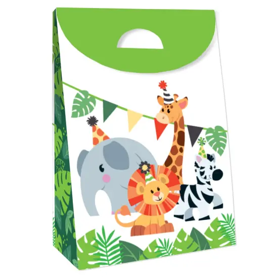 Big Dot of Happiness Jungle Party Animals - Safari Zoo Animal Birthday or Baby Shower Gift Favor Bags - Party Goodie Boxes - Set of 12 {4}