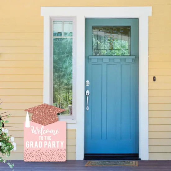Big Dot of Happiness Rose Gold Grad - Party Decorations - Graduation Party Welcome Yard Sign {6}