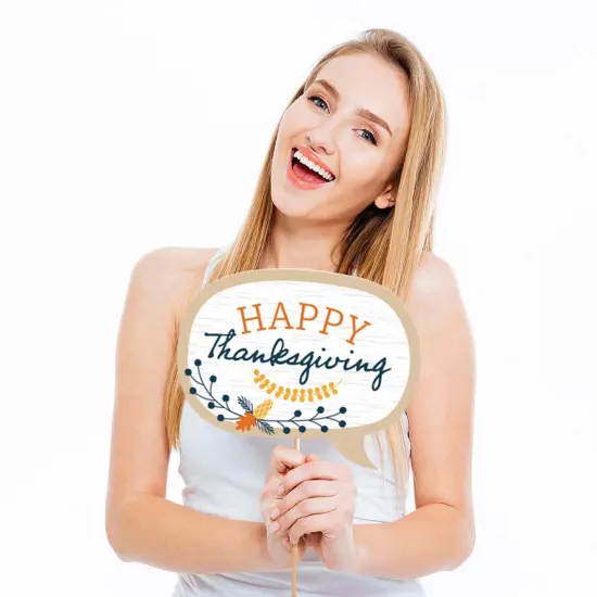 Big Dot of Happiness Happy Thanksgiving - Fall Harvest Party Photo Booth Props Kit - 20 Count {4}