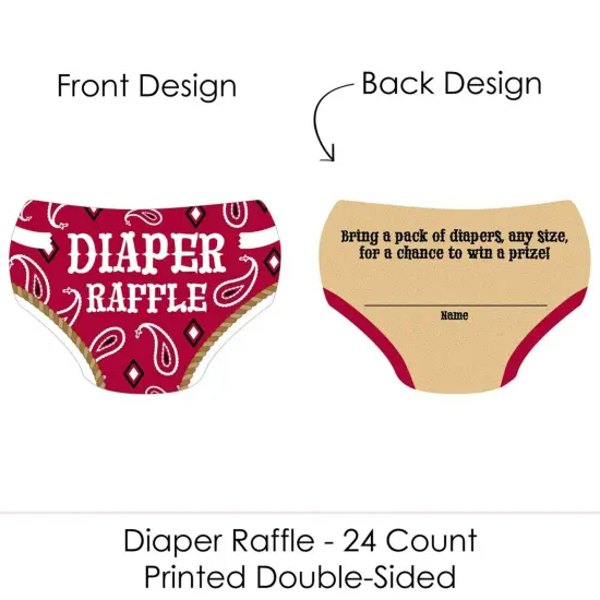 Big Dot of Happiness Little Cowboy - Diaper Shaped Raffle Ticket Inserts - Western Baby Shower Activities - Diaper Raffle Game - Set of 24 {3}
