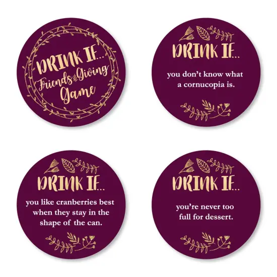Big Dot of Happiness Drink If Game - Elegant Thankful for Friends - Friendsgiving Thanksgiving Party Game - 24 Count {1}